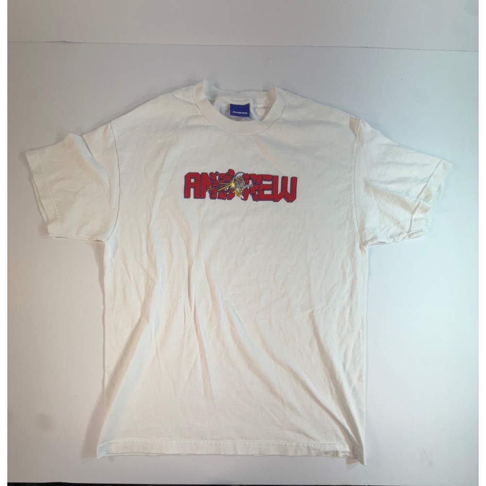 Andrew Stranger Than Paradise White Graphic T-Shirt Mens Large Streetwear Logo